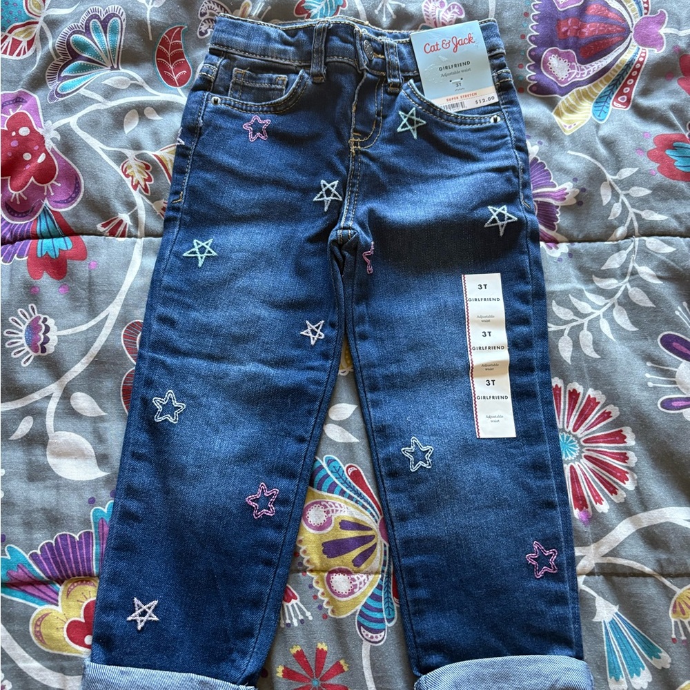 NWT Cat & Jack Denim with Star Embroidery